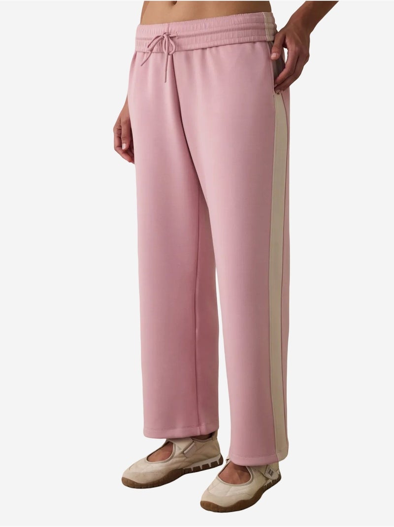 Pantalon de survêtement silky feel à taille normale et empiècements penti Vieux rose - Kiabi