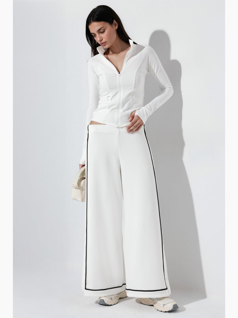 Pantalon de survêtement taille haute à jambes larges hiccup Blanc - Kiabi