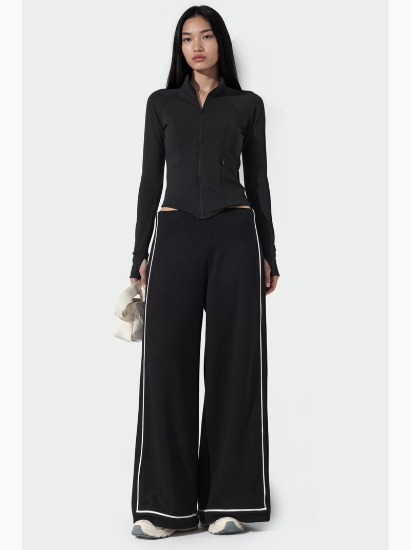 Pantalon de survêtement taille haute à jambes larges hiccup Noir - Kiabi