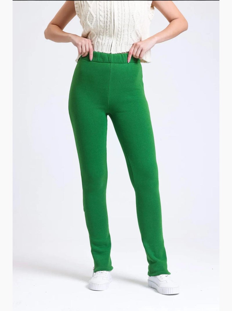 Pantalon de survêtement taille haute avec fente zippée hiccup Vert - Kiabi