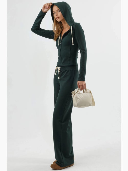 Pantalon de survêtement taille haute, jambes droites et cordon de serrage busem - Kiabi