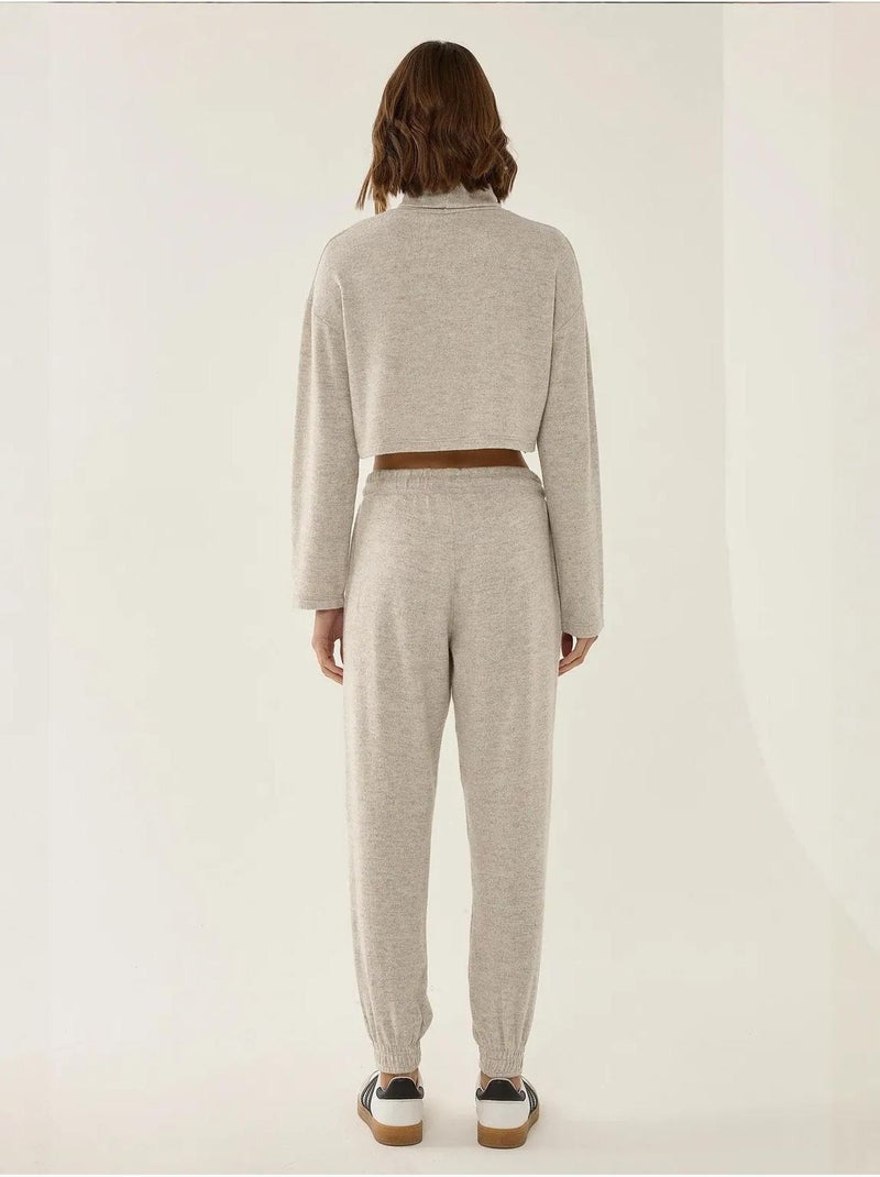 Pantalon de survêtement tricoté à taille élastique Beige naturel - Kiabi