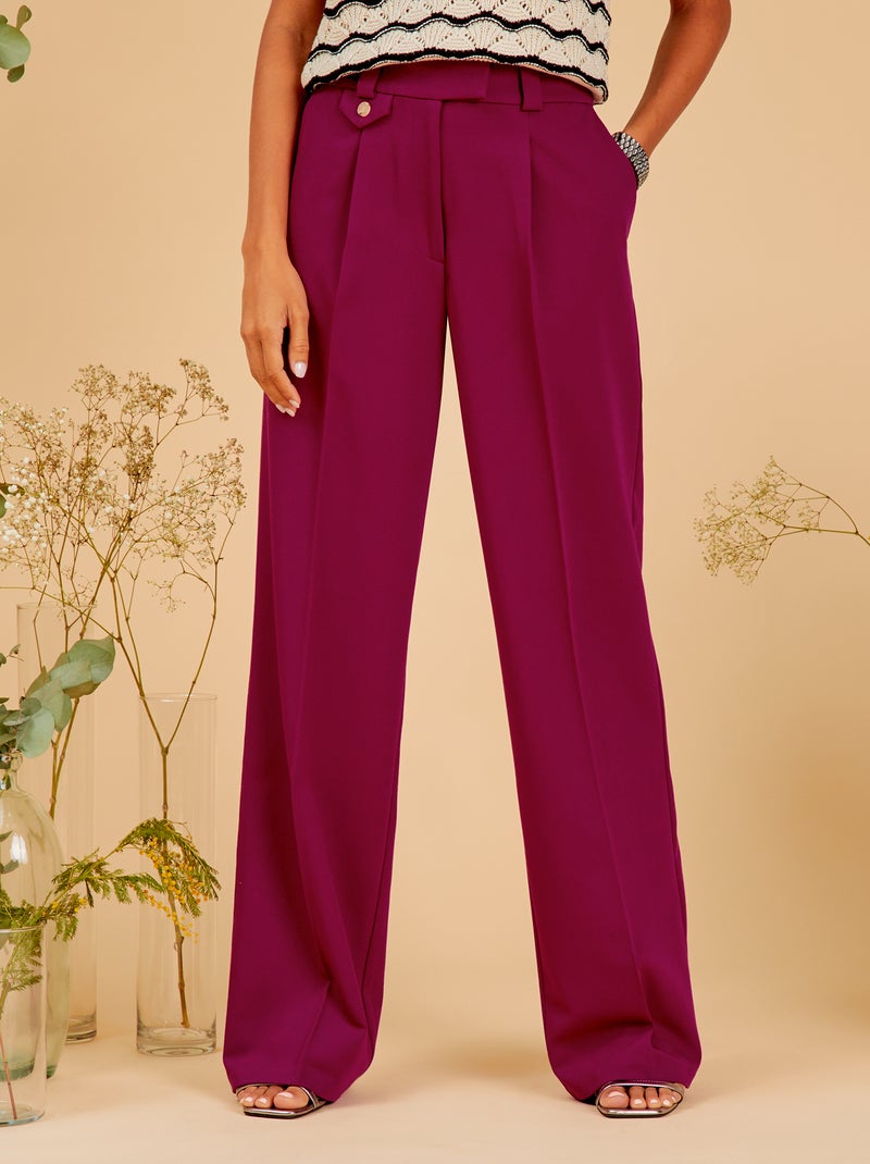 Pantalon de tailleur à coupe large Violet - Kiabi