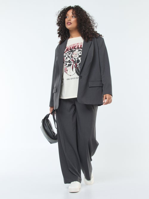 Pantalon de tailleur à taille haute et coupe large / wide leg - Kiabi