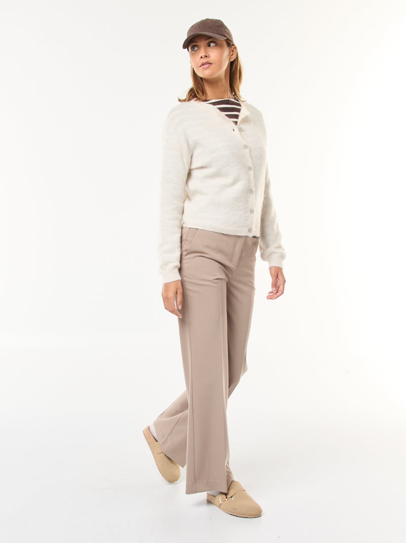 Pantalon de tailleur uni coupe droite Beige - Kiabi