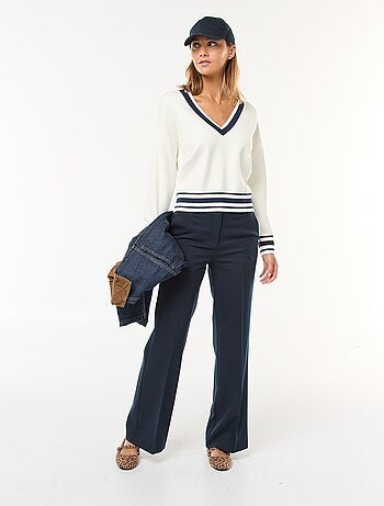 Pantalon de tailleur uni coupe droite