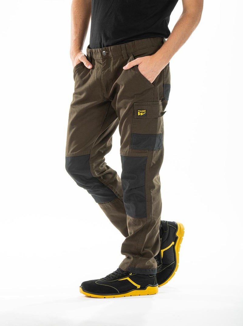 Pantalon de travail avec emplacement pour genouillères BUKLERV 'Rica Lewis' Kaki - Kiabi