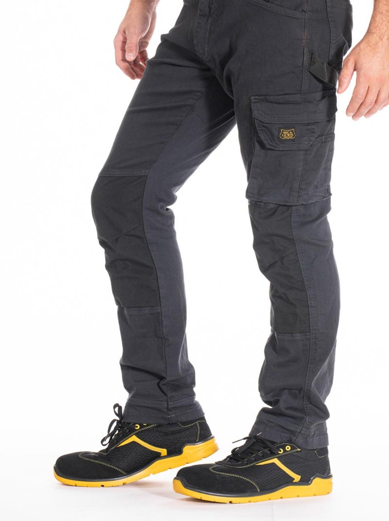 Pantalon de travail stretch avec emplacement genouillères JOBPROC 'Rica Lewis' gris anthracite - Kiabi