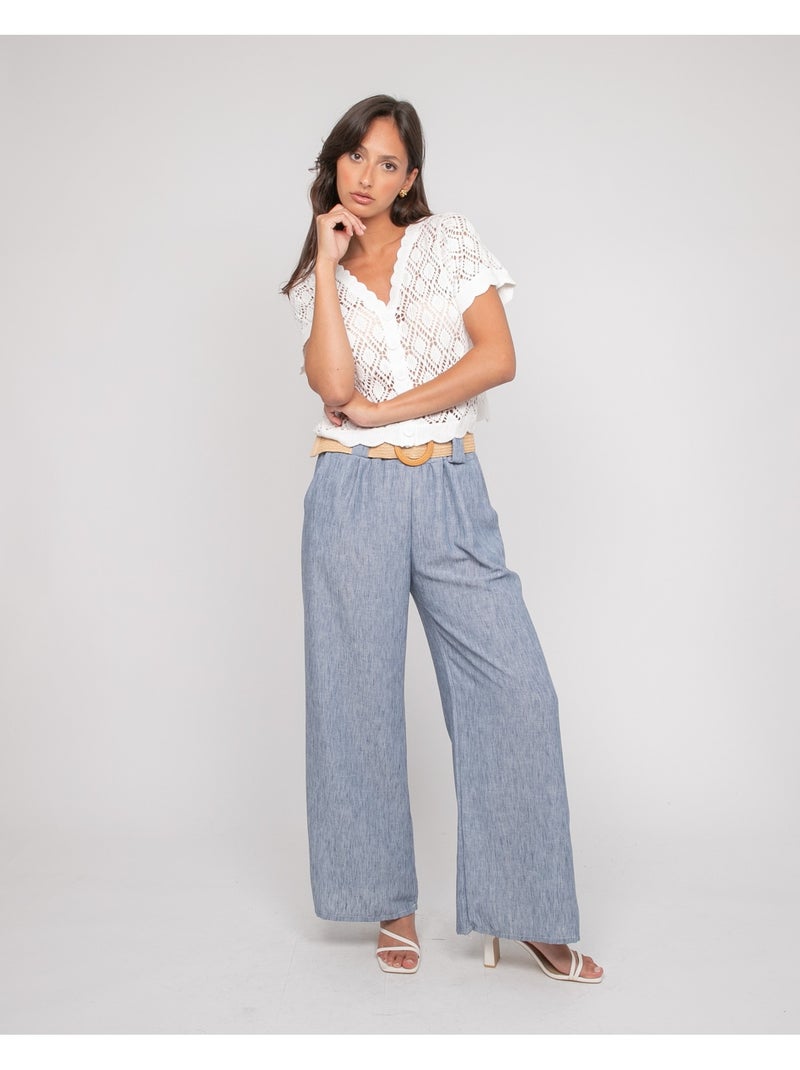 Pantalon de ville et ceinture ELOUVE Bleu - Kiabi