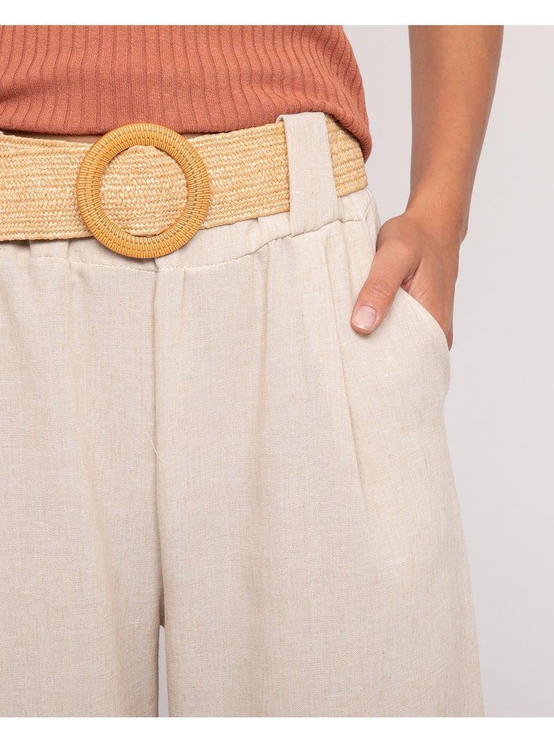 Pantalon de ville et ceinture ELOUVE Ecru - Kiabi