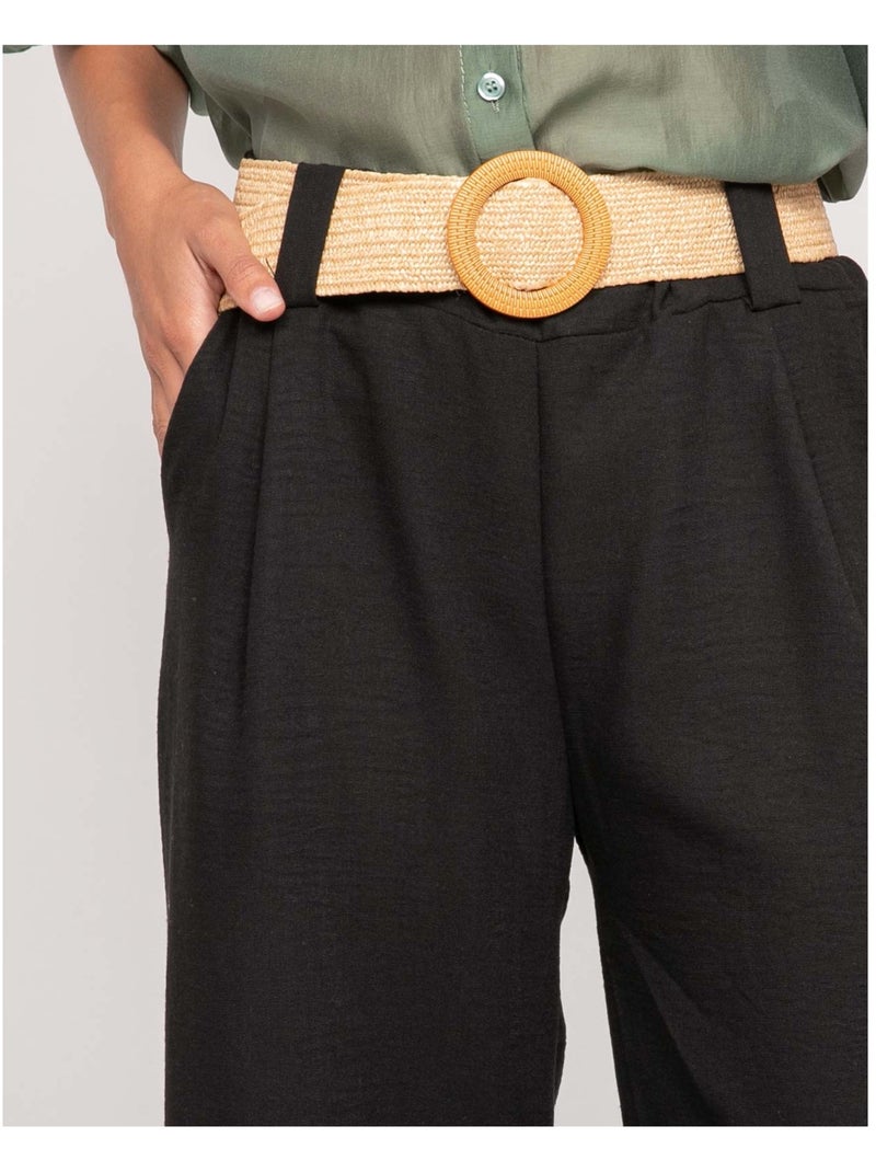 Pantalon de ville et ceinture ELOUVE Noir - Kiabi