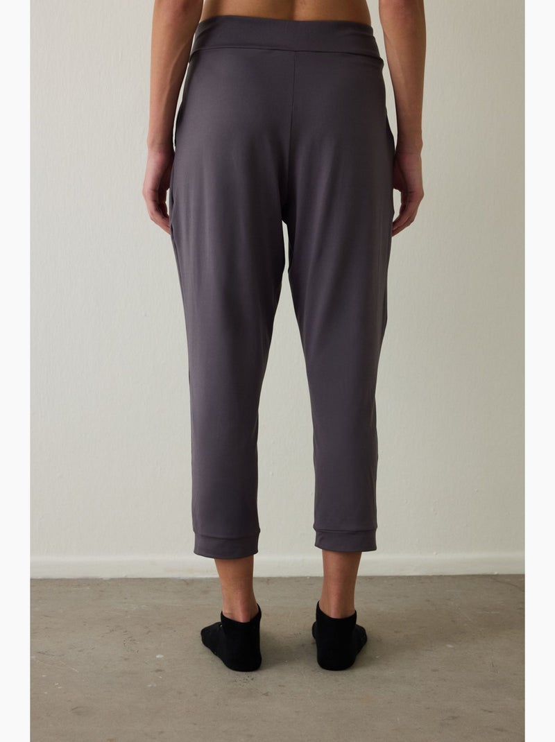 Pantalon de yoga femme taille basse penti Gris Noir - Kiabi