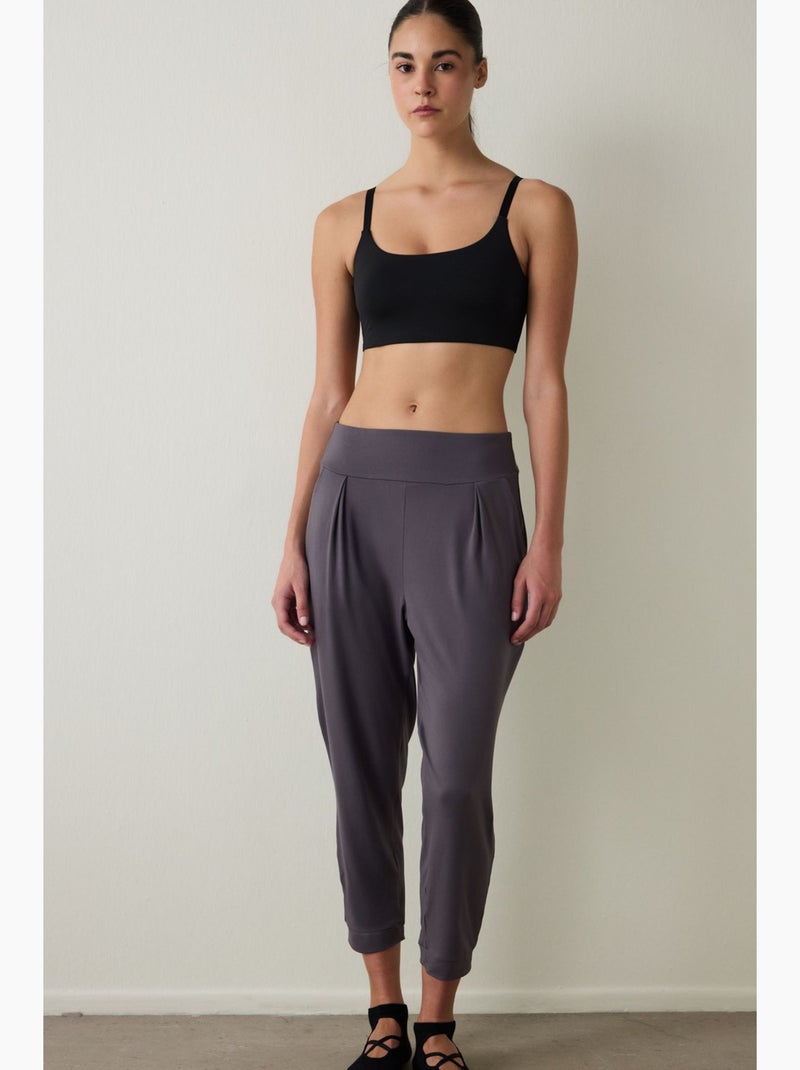 Pantalon de yoga femme taille basse penti Gris Noir - Kiabi