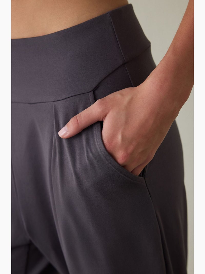 Pantalon de yoga femme taille basse penti Gris Noir - Kiabi
