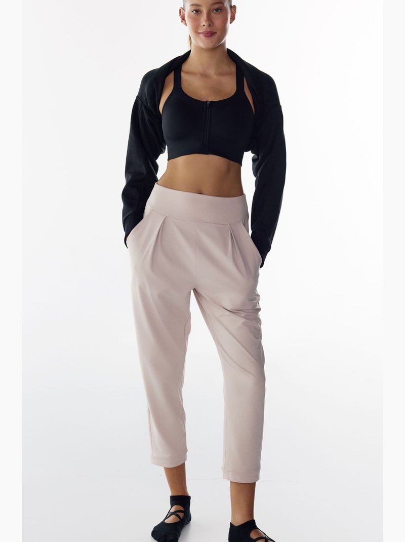 Pantalon de yoga femme taille basse penti Sable - Kiabi