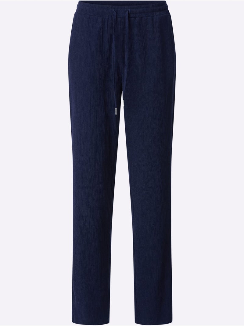 Pantalon décontracté à ceinture élastique avec poches latérales - Taille standard - Moda Vilona Bleu marine - Kiabi