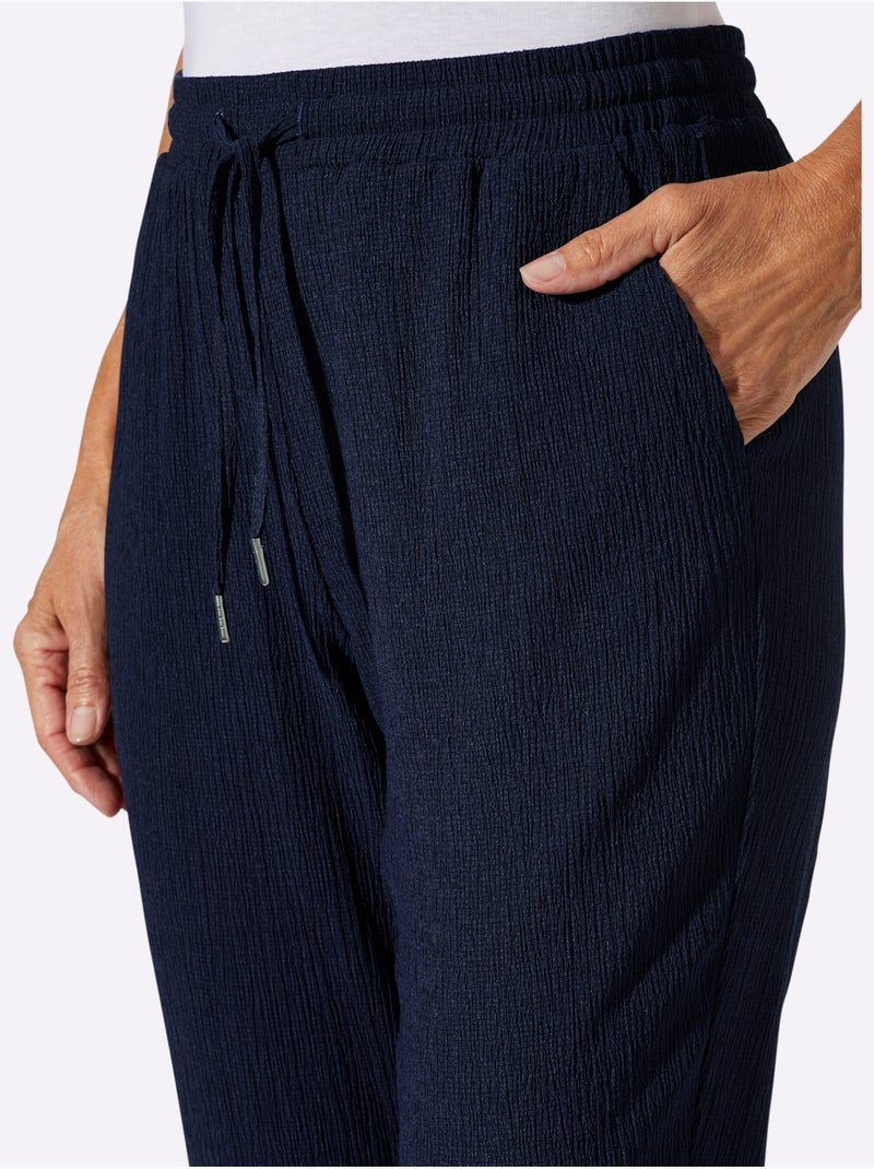 Pantalon décontracté à ceinture élastique avec poches latérales - Taille standard - Moda Vilona Bleu marine - Kiabi
