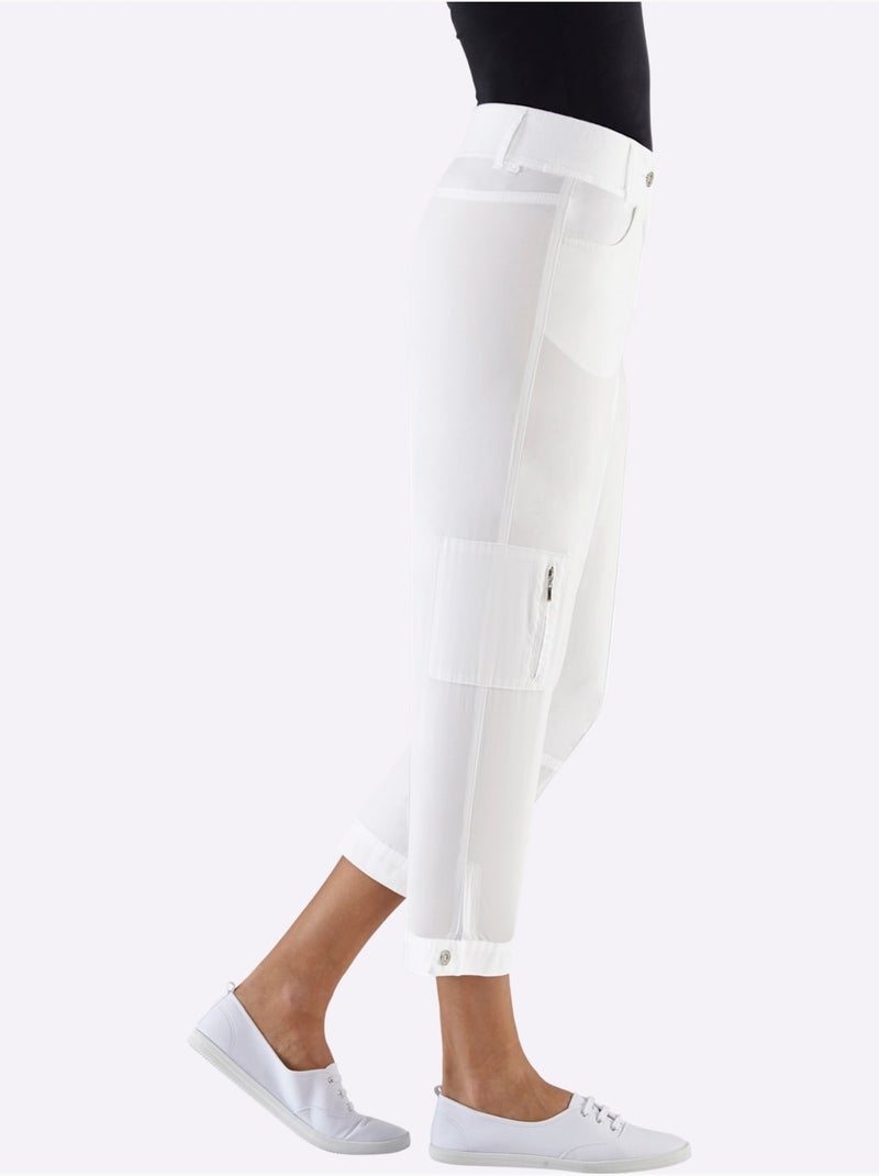 Pantalon décontracté à ceinture élastique avec poches pratiques - Taille courte - Witt Blanc - Kiabi