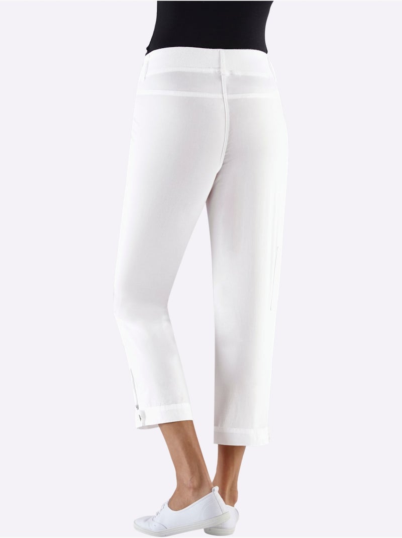 Pantalon décontracté à ceinture élastique avec poches pratiques - Taille courte - Witt Blanc - Kiabi