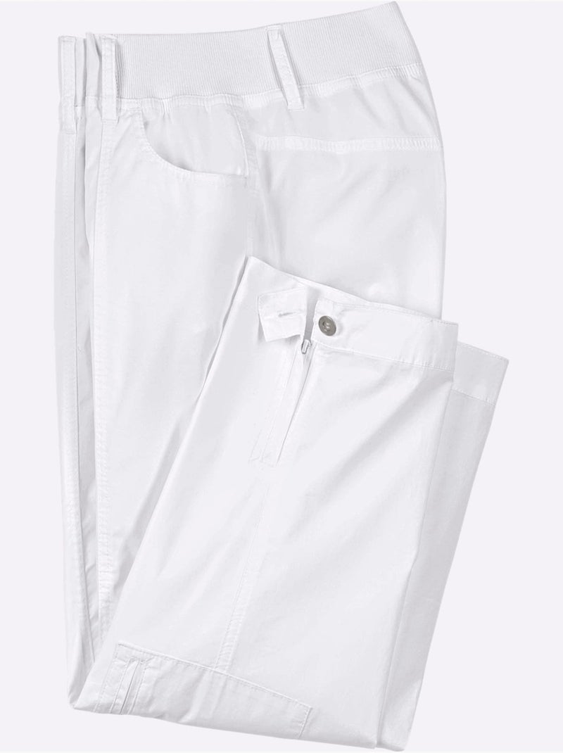 Pantalon décontracté à ceinture élastique avec poches pratiques - Taille courte - Witt Blanc - Kiabi