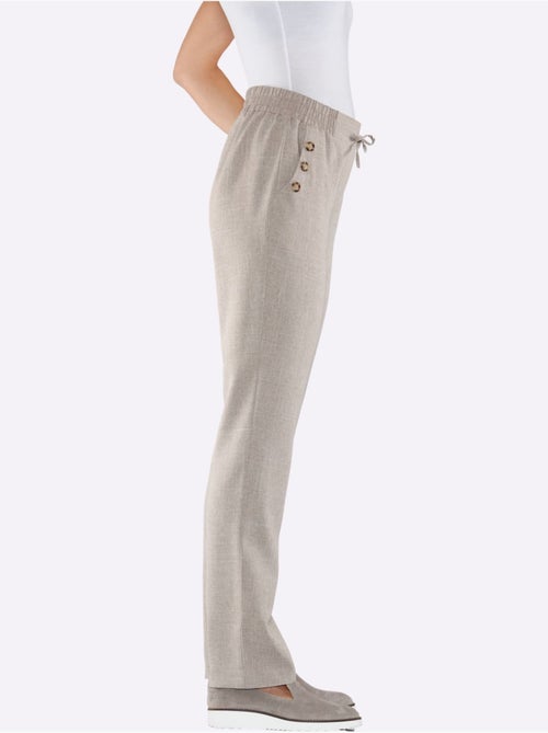 Pantalon décontracté à ceinture élastique et poches devant - Taille standard - Moda Vilona - Kiabi