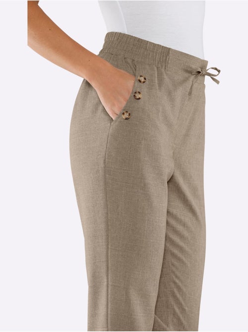 Pantalon décontracté à ceinture élastique et poches devant - Taille standard - Moda Vilona - Kiabi