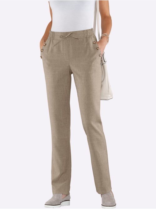 Pantalon décontracté à ceinture élastique et poches devant - Taille standard - Moda Vilona - Kiabi
