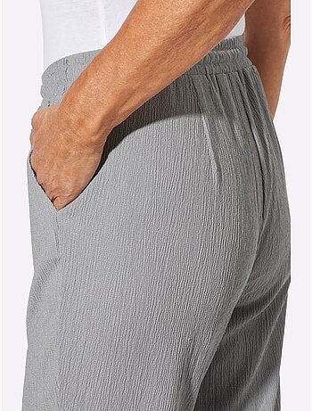 Pantalon décontracté à ceinture élastique et poches latérales - taille courte - moda vilona