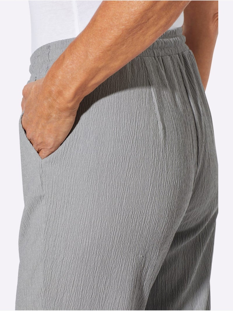 Pantalon décontracté à ceinture élastique et poches latérales - taille courte - moda vilona Gris foncé - Kiabi