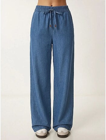 Pantalon décontracté à jambes larges en mélange de coton istanbul