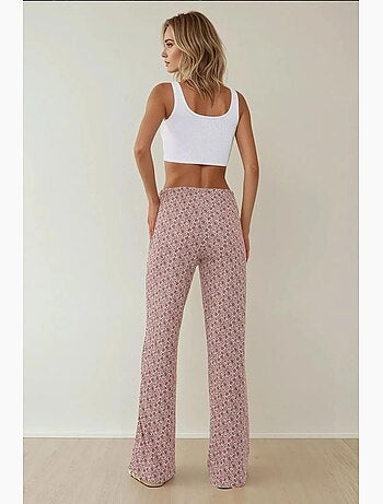 Pantalon décontracté à jambes larges et à motifs hiccup
