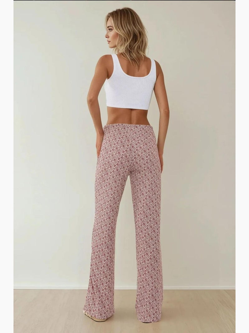 Pantalon décontracté à jambes larges et à motifs hiccup Vieux rose - Kiabi