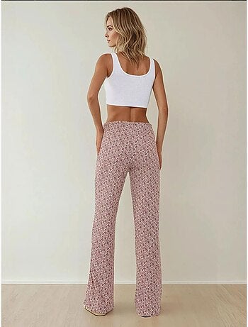 Pantalon décontracté à jambes larges et à motifs