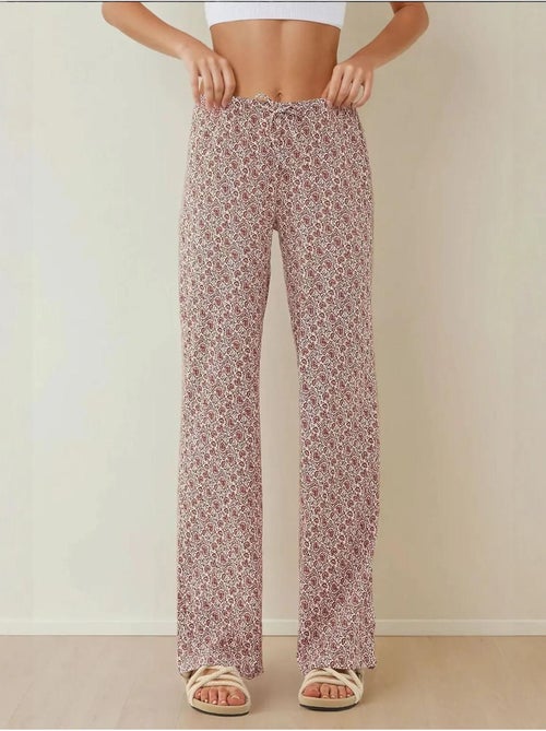 Pantalon décontracté à jambes larges et à motifs - Kiabi Pantalon décontracté à jambes larges et à motifs - Kiabi