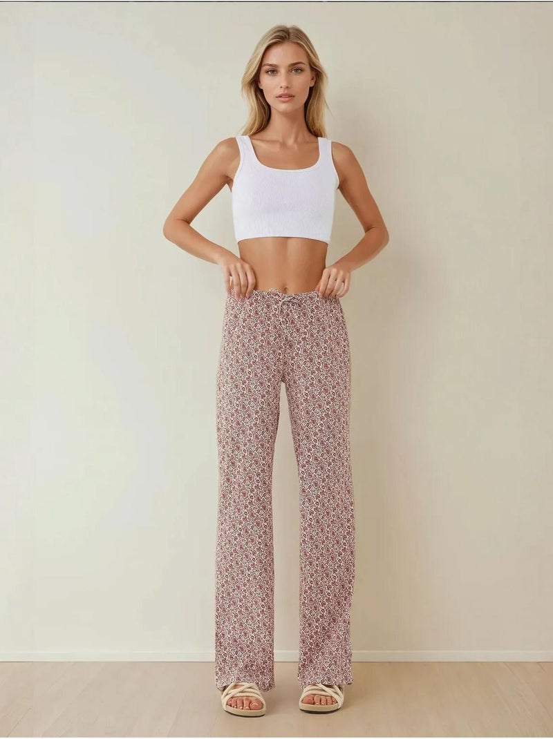 Pantalon décontracté à jambes larges et à motifs Vieux rose - Kiabi