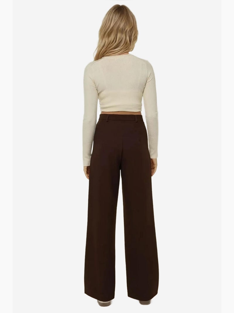 Pantalon décontracté à jambes larges hiccup Marron - Kiabi