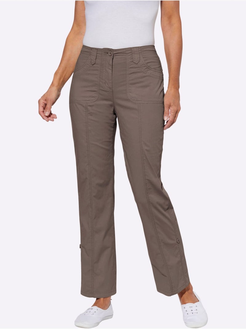 Pantalon décontracté à jambes retroussables et ceinture gainante - bonnet k - moda vilona Gris taupe - Kiabi
