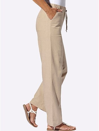 Pantalon décontracté avec ceinture élastique et pinces arrière - Taille courte - Moda Vilona