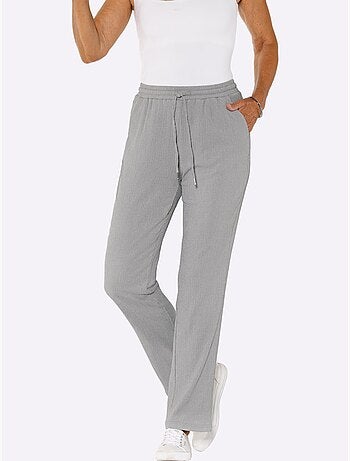 Pantalon décontracté à ceinture élastique avec poches latérales - taille standard - moda vilona