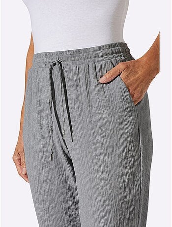 Pantalon décontracté à ceinture élastique avec poches latérales - taille standard - moda vilona