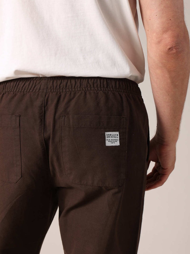 Pantalon décontracté avec taille élastiquée 'Deeluxe' Marron foncé - Kiabi