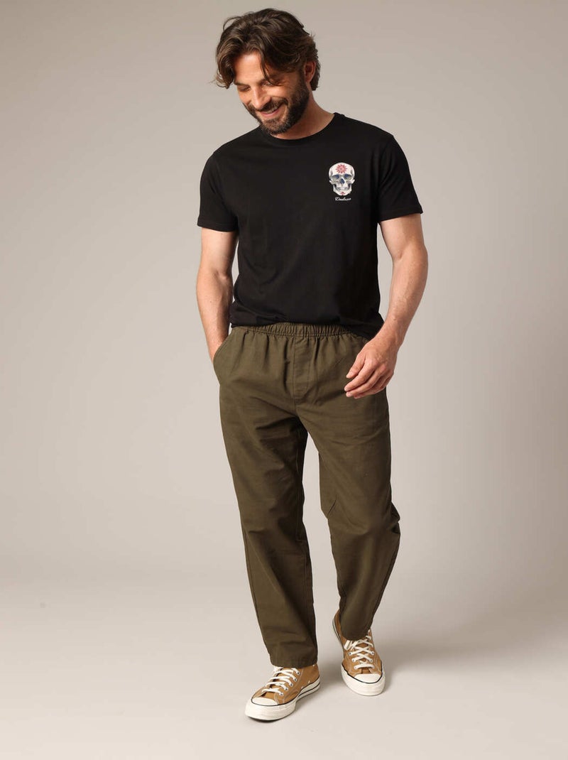 Pantalon décontracté avec taille élastiquée 'Deeluxe' Vert olive - Kiabi