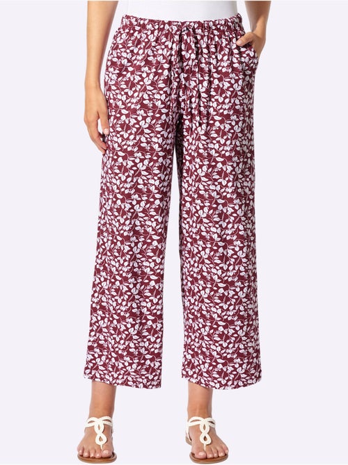 Pantalon décontracté en coton à motif fleurettes avec ceinture élastique - Taille standard - Witt - Kiabi