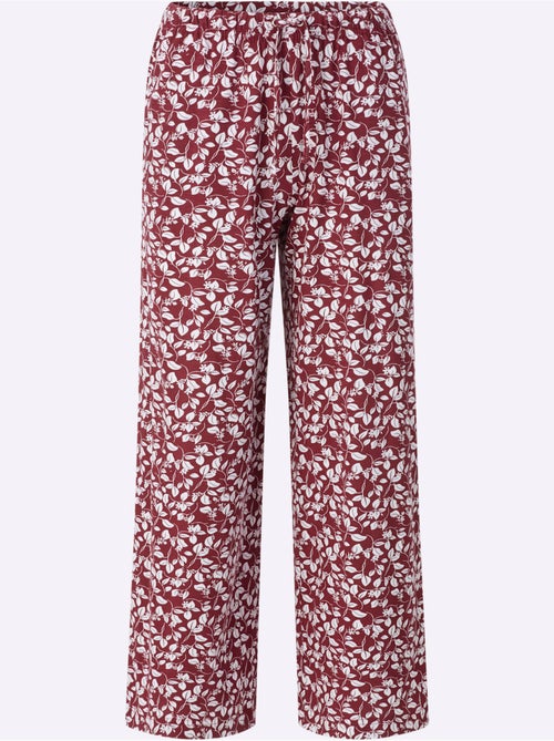 Pantalon décontracté en coton à motif fleurettes avec ceinture élastique - Taille standard - Witt - Kiabi
