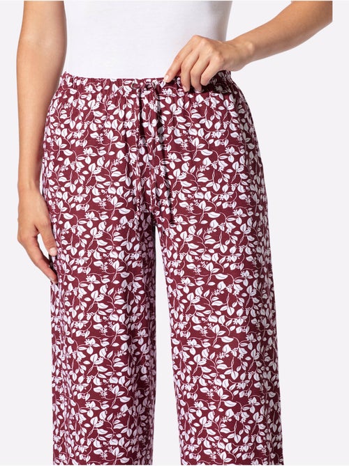 Pantalon décontracté en coton à motif fleurettes avec ceinture élastique - Taille standard - Witt - Kiabi