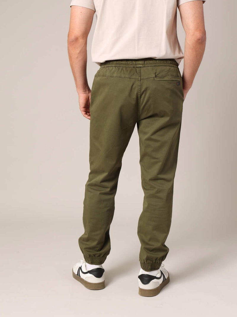 Pantalon décontracté en coton avec taille élastiquée 'Deeluxe' Vert olive - Kiabi
