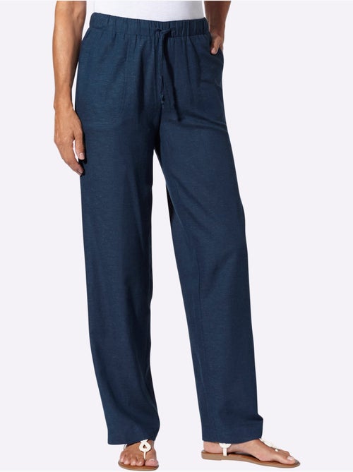 Pantalon décontracté en mélange de matières avec ceinture élastique - Taille courte - Moda Vilona - Kiabi Pantalon décontracté en mélange de matières avec ceinture élastique - Taille courte - Moda Vilona - Kiabi