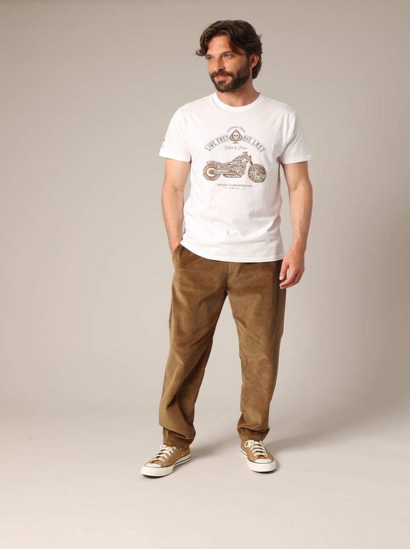Pantalon décontracté en velours côtelé 'Deeluxe' Beige - Kiabi