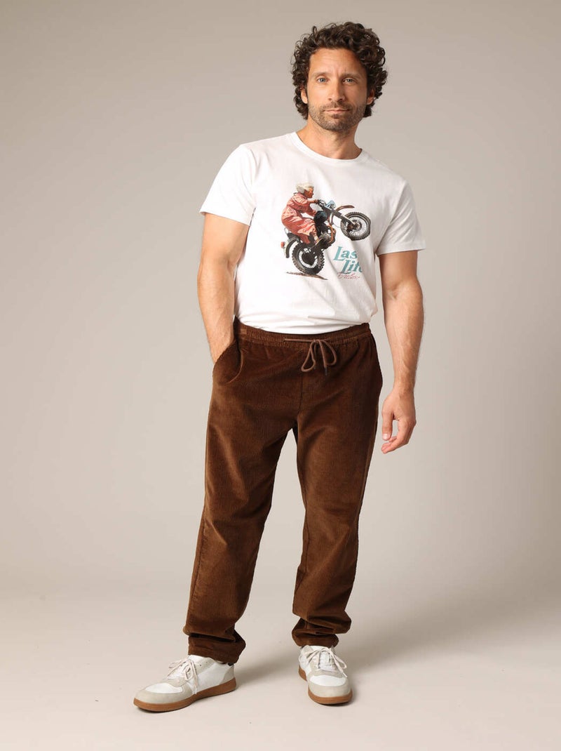 Pantalon décontracté en velours côtelé 'Deeluxe' Marron - Kiabi