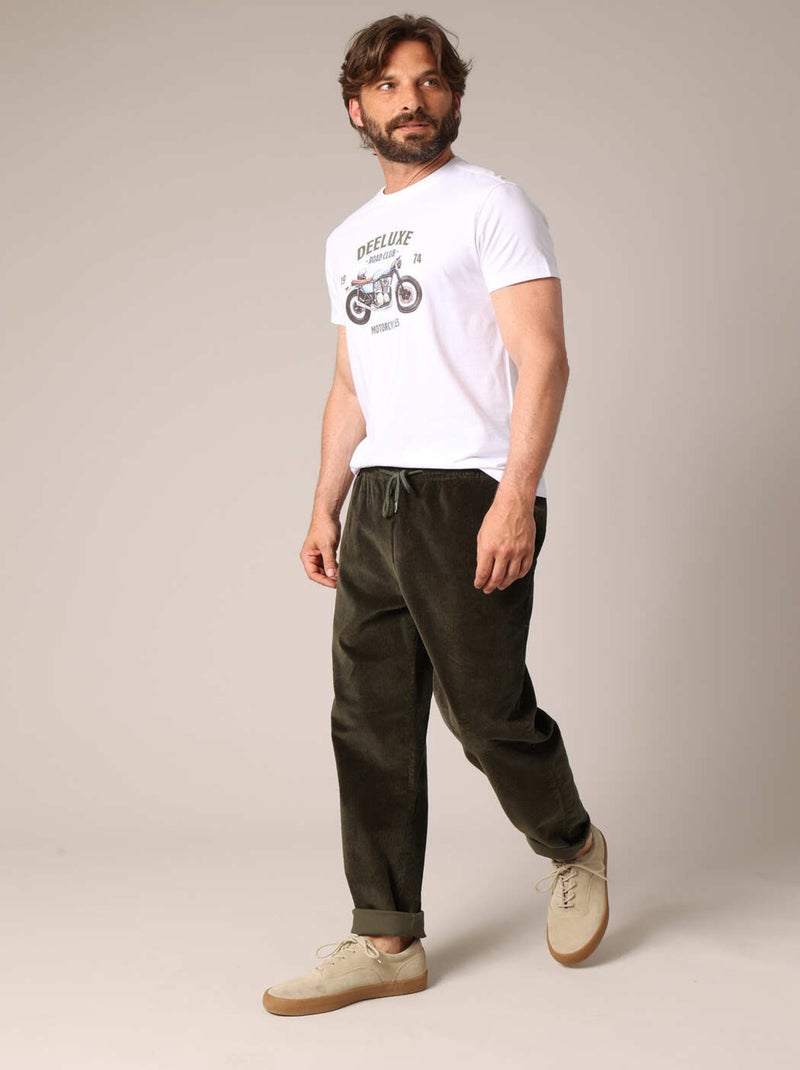 Pantalon décontracté en velours côtelé 'Deeluxe' Vert bouteille - Kiabi